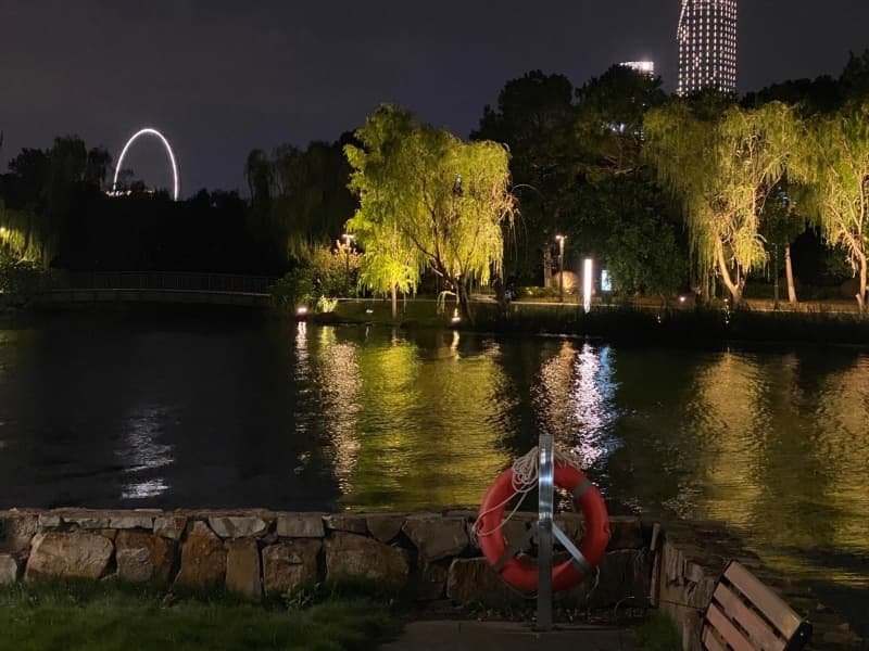 Hangzhou day trip from Shanghai - light night view near the lake before returning by train
