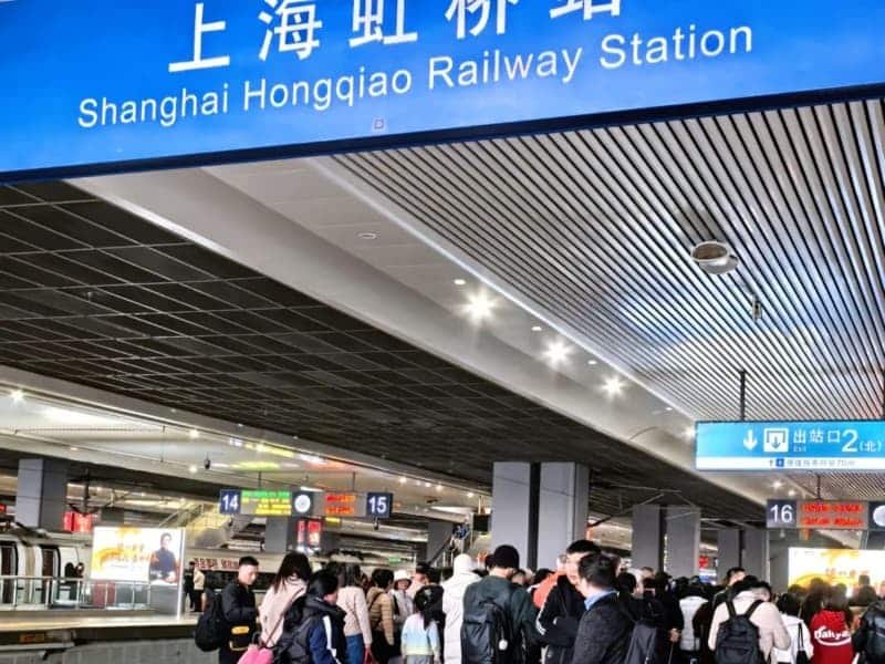 Suzhou day trip from Shanghai boarding a high-speed train at Shanghai Honggiao Railway Station