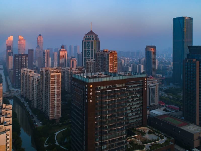 Suzhou travel guide modern skyline and business district view in Suzhou New District (SIP), China