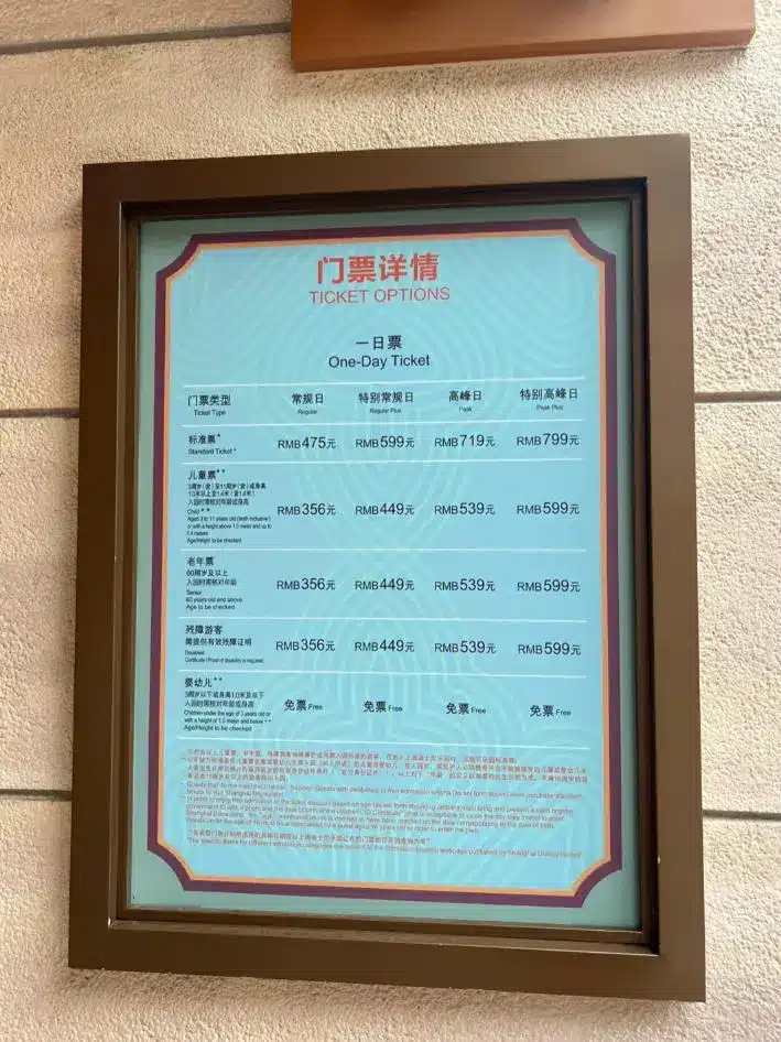Shanghai Disneyland tickets price entrance view